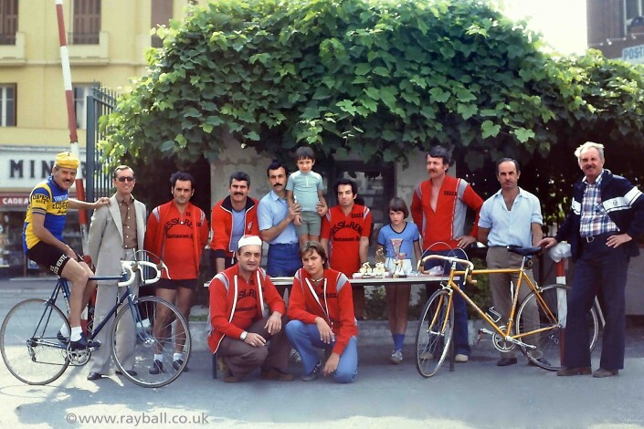 Photograph of Worcester Park cyclists at presentation in France